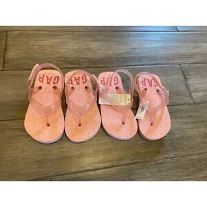 Set of 2 Girls Gap Adjustable Pink Glitter Sandals 9/10 NEW!